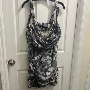 Floral Draped Sleeveless Dress